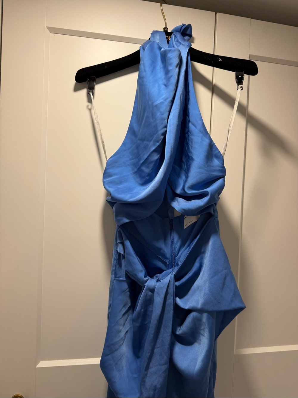 ASOS Satin One-Shoulder Draped Blue Evening Dress